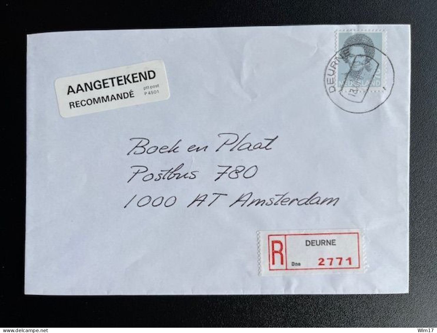 NETHERLANDS 1989 REGISTERED LETTER DEURNE TO AMSTERDAM 18-12-1989 NEDERLAND AANGETEKEND - Covers & Documents