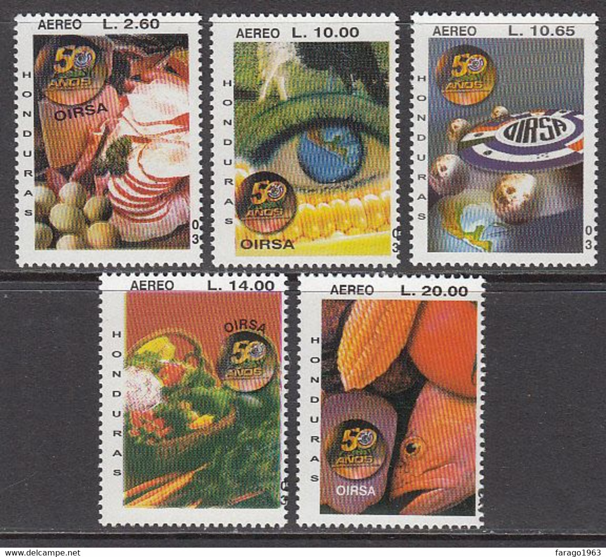 2003 Honduras Regional Agriculture Association Food Vegetables Eggs Maps Complete Set Of 5 MNH - Honduras