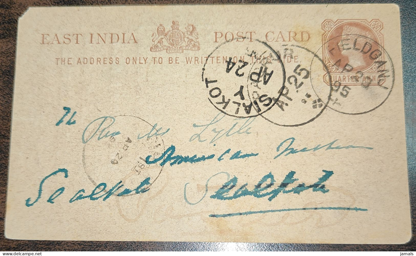 Br India Queen Victoria Postal Card Advertisement Comparison Between AD Granth And Bible As Scan - 1858-79 Compagnia Delle Indie E Regno Della Regina