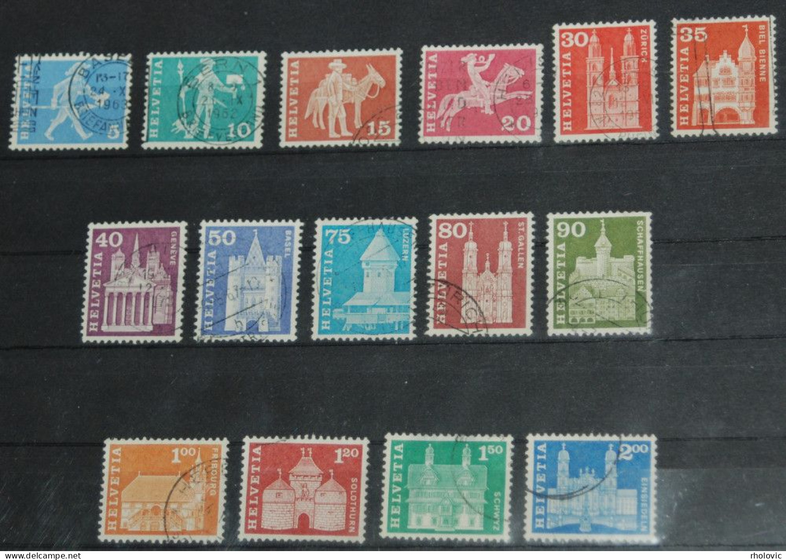 SWITZERLAND 1960, Postal History, Monuments, Buildings, Architecture, Used - Monumenten