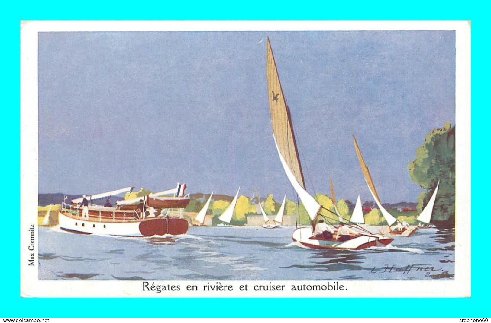 A928 / 419 ILLUSTRATEUR HAFFNER Régates En Riviere Et Cruiser Automobile ( Bateau ) - Haffner