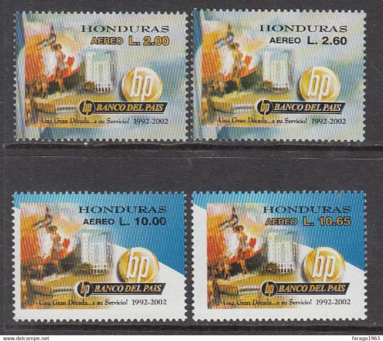 2002 Honduras Banco Del Pais Banks Finance Complete Set Of 4 MNH - Honduras