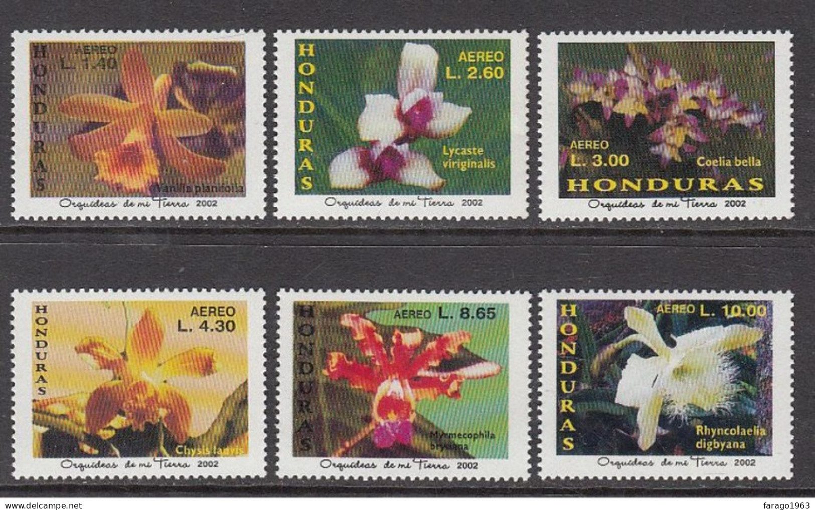 2002 Honduras Orchids Orcquideas Orchides Flowers  Complete Set Of 6 MNH - Honduras