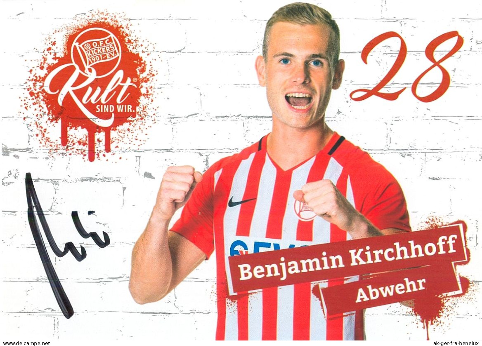 Fußball-Autogramm AK Benjamin Kirchhoff Offenbacher Kickers 18-19 FC 08 Homburg-Saar OFC Offenbach Am Main Steinbach - Handtekening