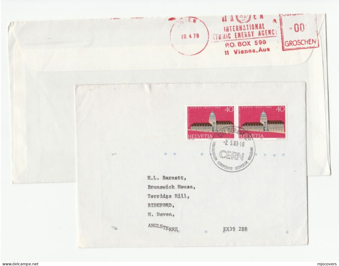 1983 CERN & 1978 IAEA  Meter COVER Atomic Energy Nuclear Switzerland Austria - Atom