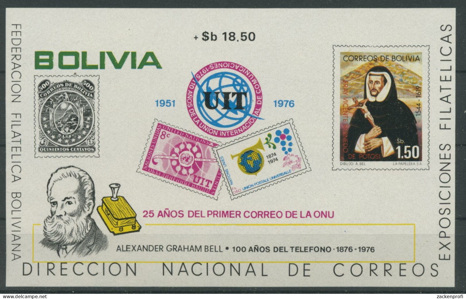 Bolivien 1976 Jahrersereignisse, Fernmeldeunion Block 73 Postfrisch (C22839) - Bolivie