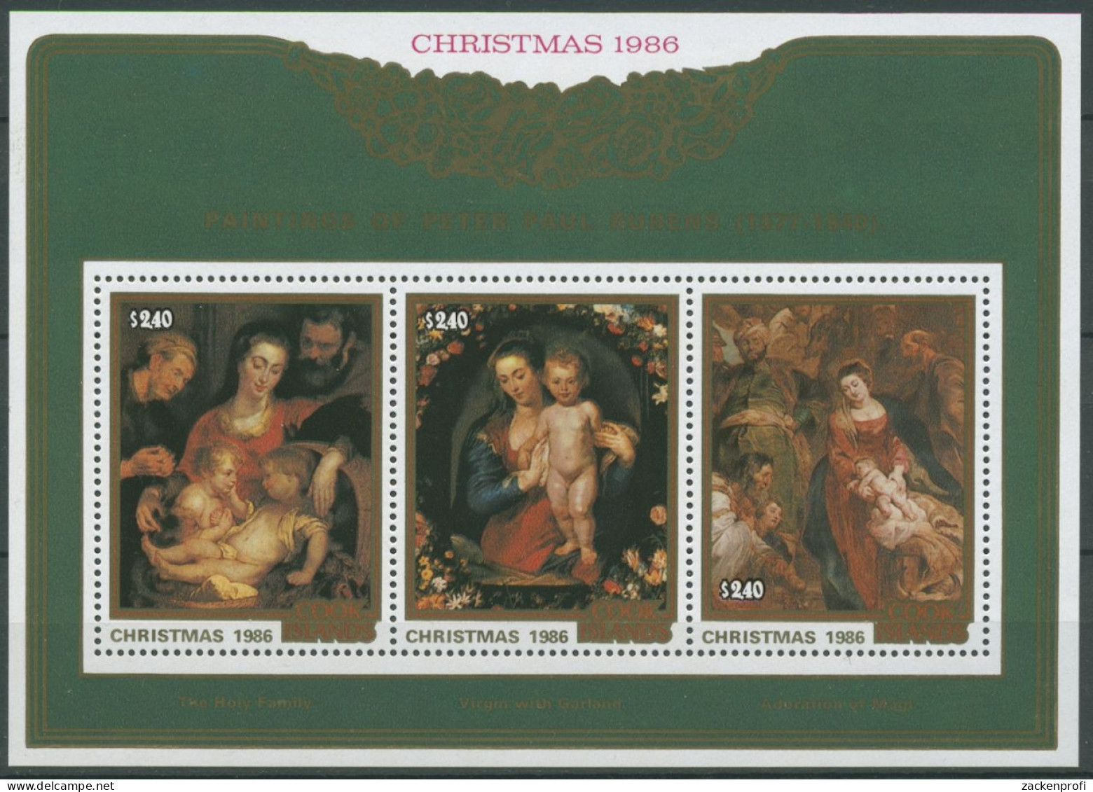 Cook-Inseln 1986 Weihnachten Gemälde V. Rubens Block 172 Postfrisch (C28627) - Islas Cook