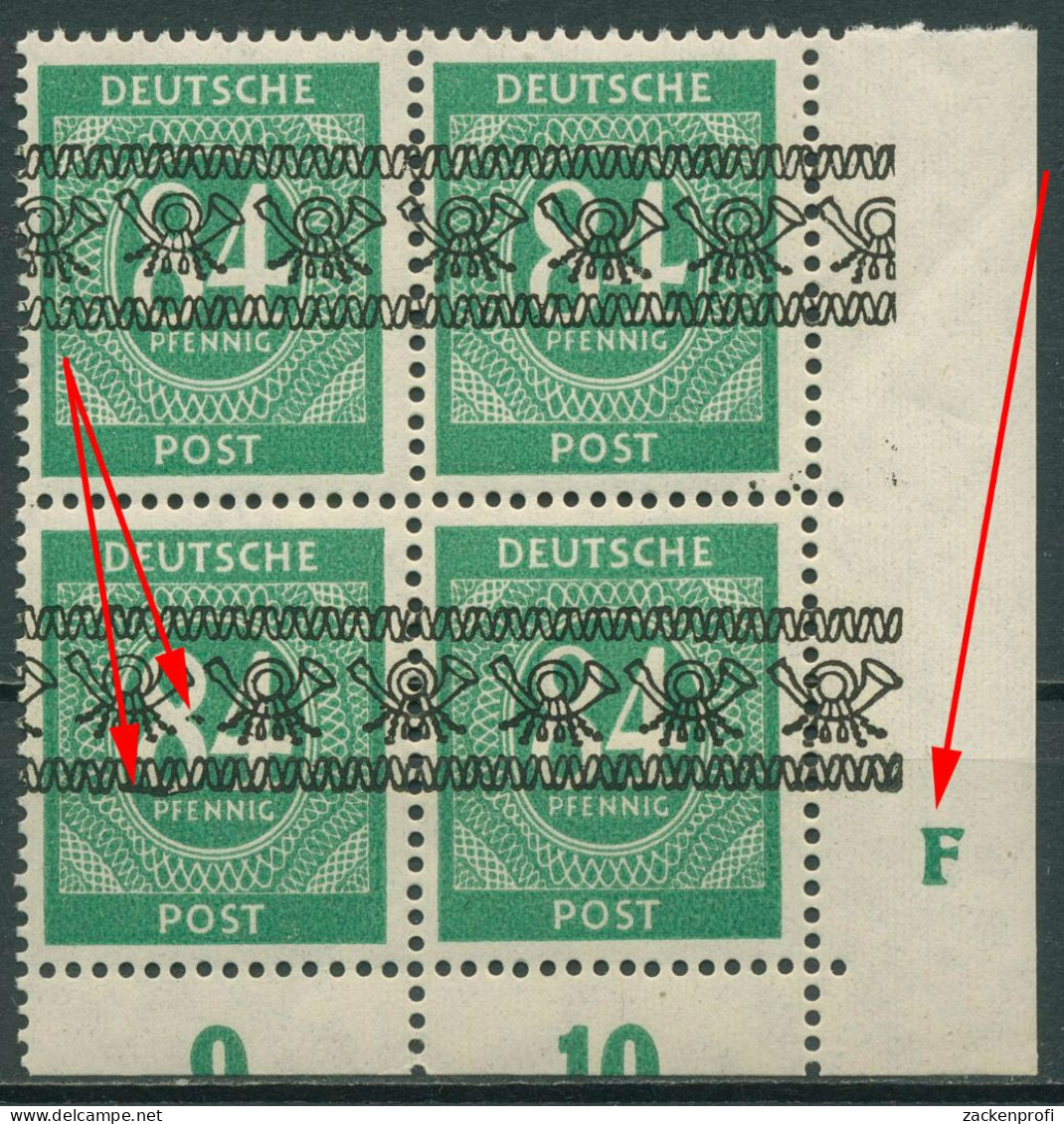 Bizone 1948 Bandaufdruck 4er-Block Mit Druckerzeichen F 68 Ia DZ Postfrisch - Nuovi