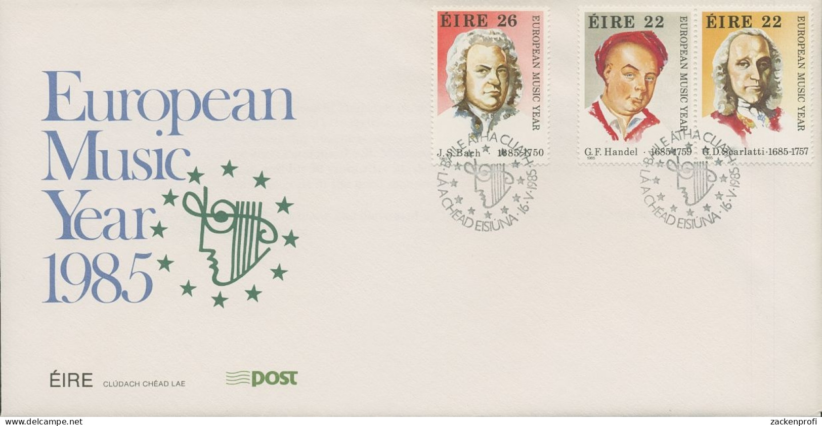 Irland 1985 Europäisches Jahr Der Musik Ersttagsbriefe 565/67 FDC (X18690) - FDC