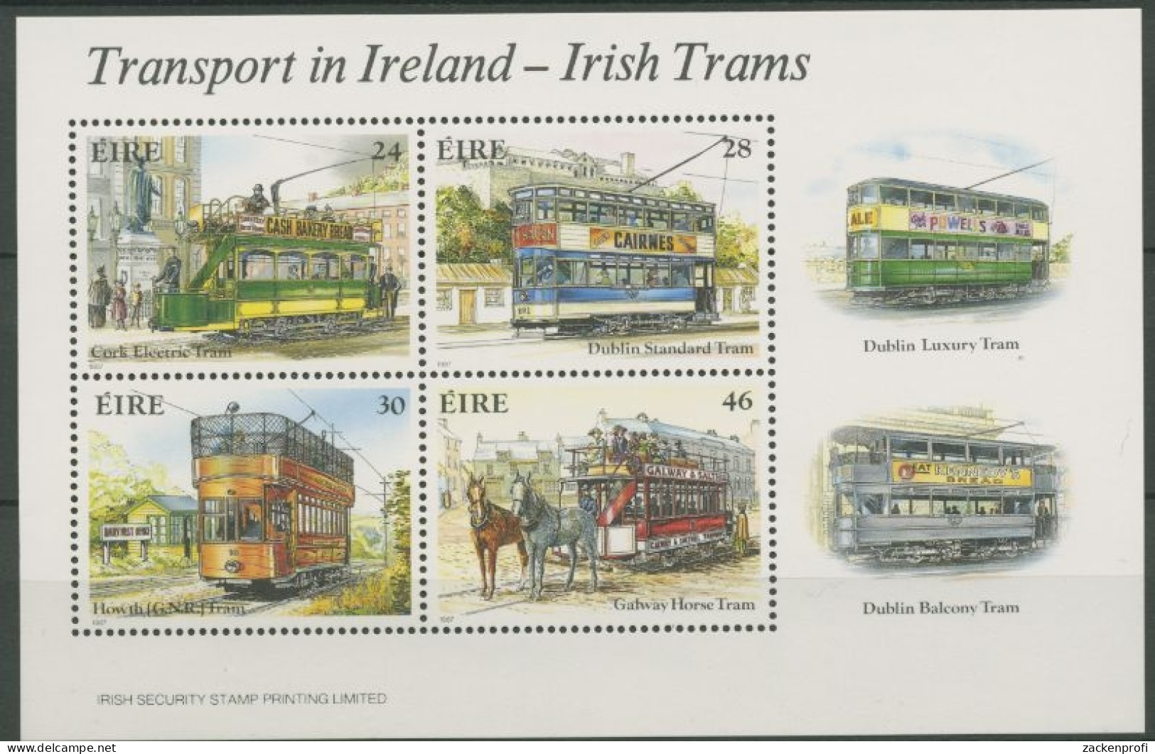 Irland 1987 Historische Straßenbahnen Block 6 Postfrisch (C16284) - Blocs-feuillets