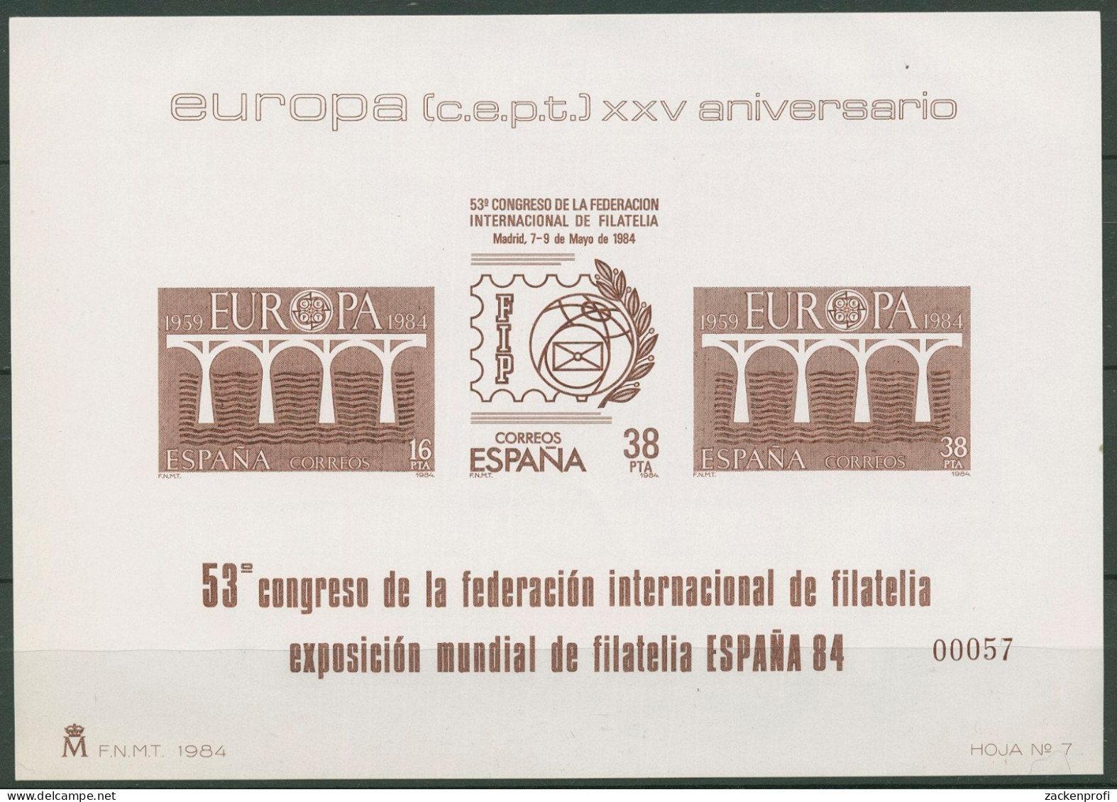 Spanien 1984 Europa 25 Jahre CEPT Sonderdruck 2633/34 SD Postfrisch (C91718) - Blocs & Feuillets