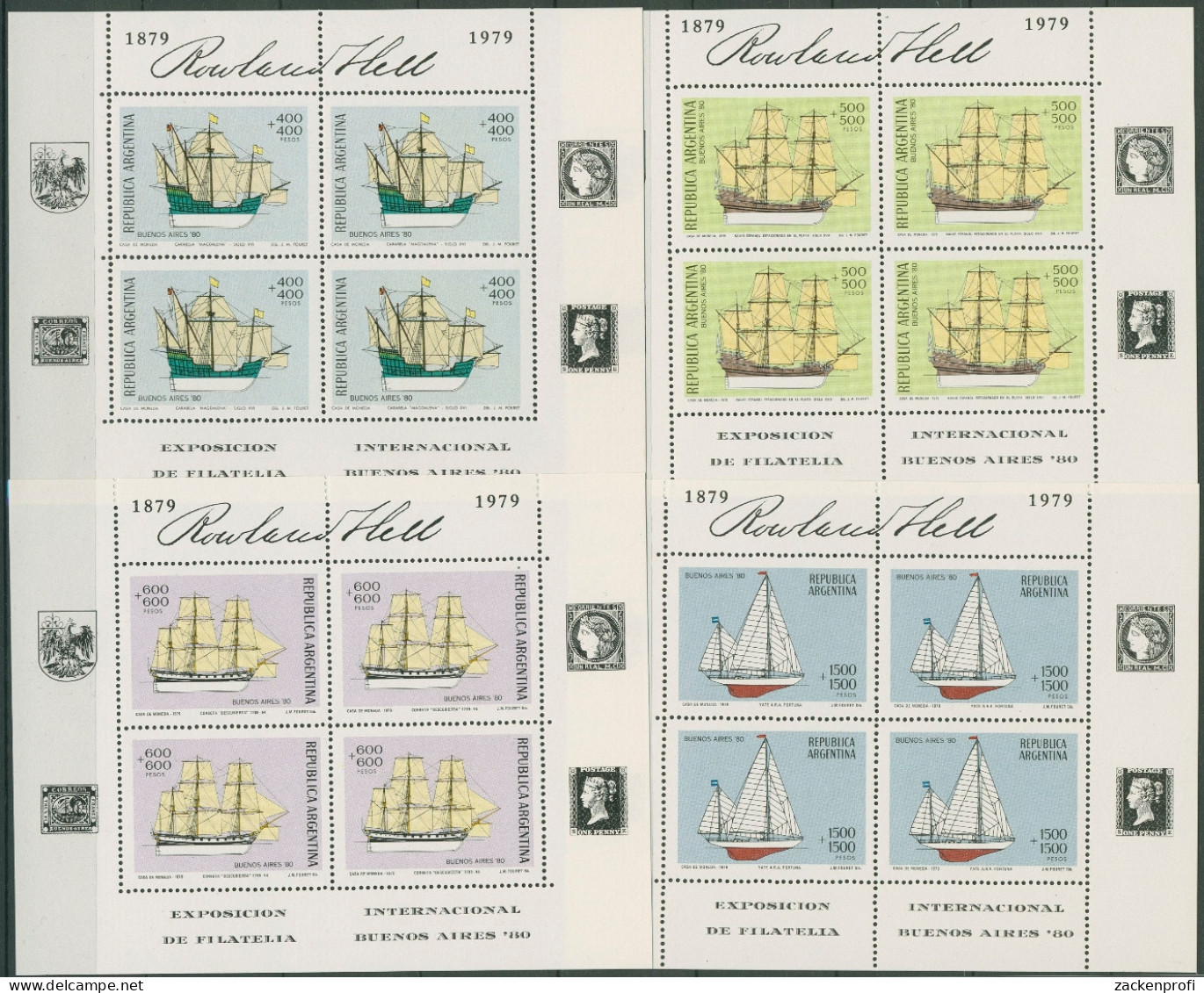 Argentinien 1979 Segelschiffe Kleinbogen 1405/08 K Postfrisch (C93796) - Blocks & Sheetlets