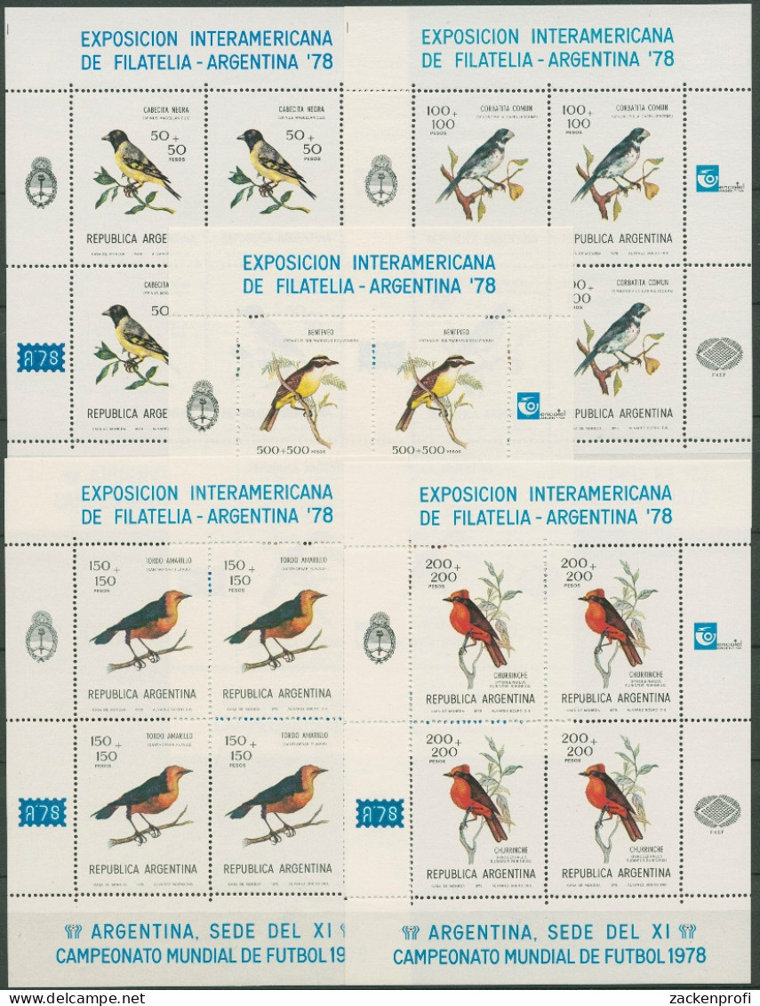 Argentinien 1978 ARGENTINA Vögel Kleinbogen 1347/51 K Postfrisch (C93795) - Hojas Bloque