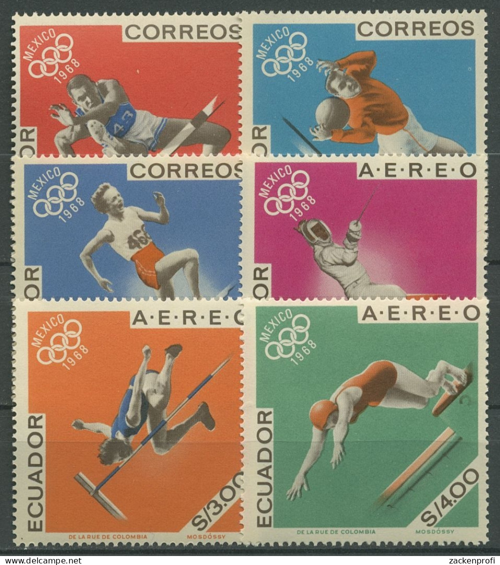 Ecuador 1967 Olympische Sommerspiele Mexiko 1325/30 Postfrisch - Equateur