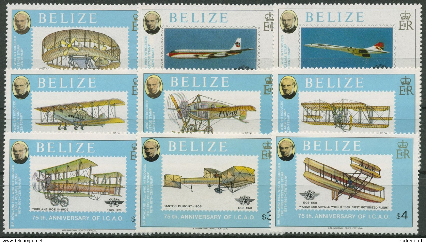 Belize 1979 100. Todestag Von Rowland Hill: Flugzeuge 420/28 A Postfrisch - Belize (1973-...)