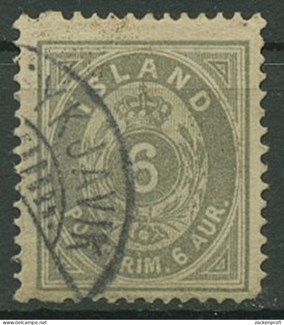 Island 1876 Ziffer Und Krone Im Oval 7 A Gestempelt, Zahnfehler - Usati