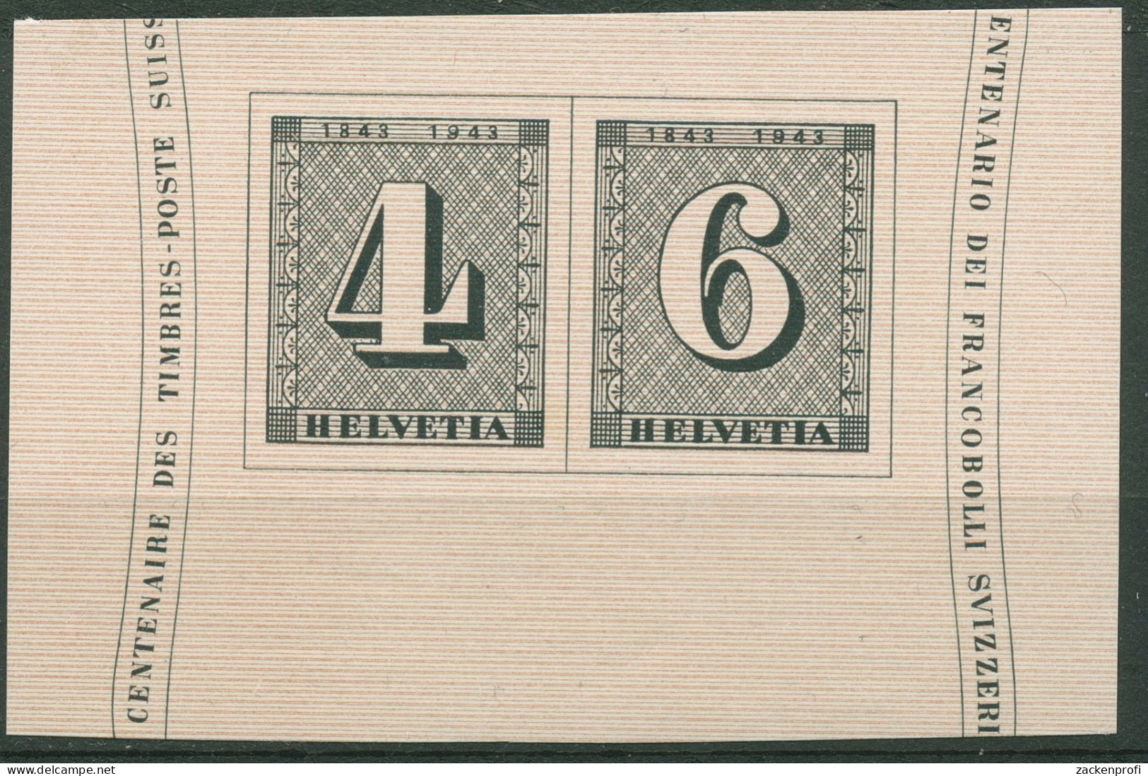 Schweiz 1943 100 J. Schweizer Briefmarken Herzstück Aus Block 417/18 Postfrisch - Unused Stamps