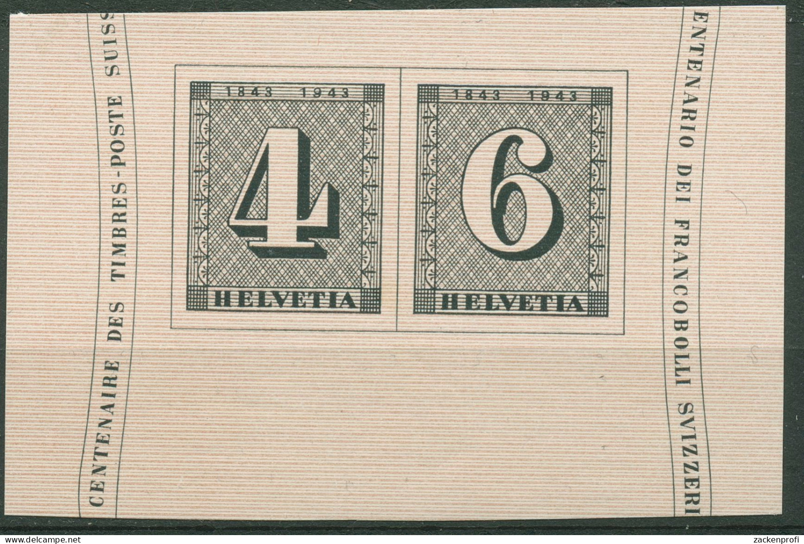 Schweiz 1943 100 J. Schweizer Briefmarken Herzstück Aus Block 417/18 Postfrisch - Neufs