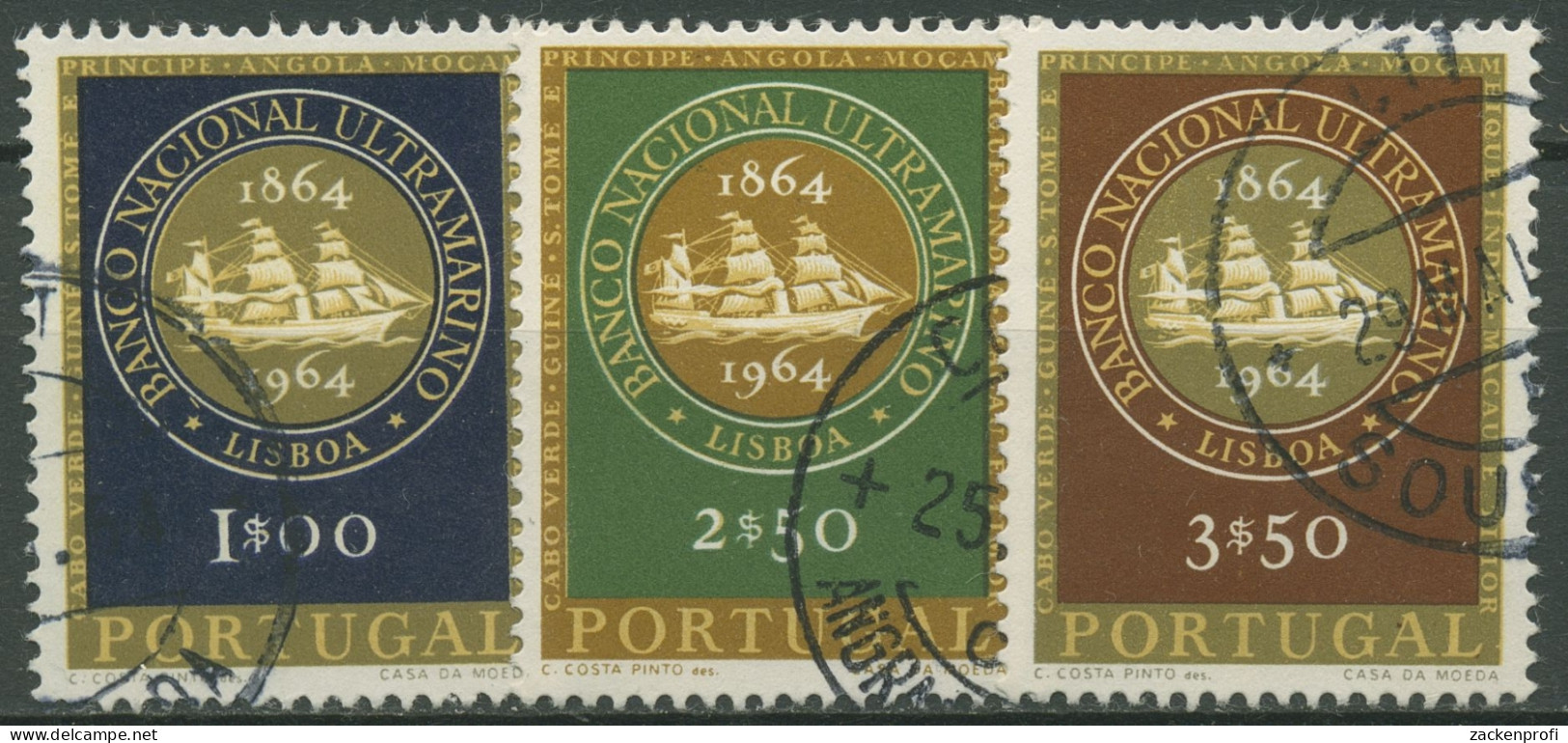 Portugal 1964 Nationale Überseebank Segelschiff 957/59 Gestempelt - Gebraucht