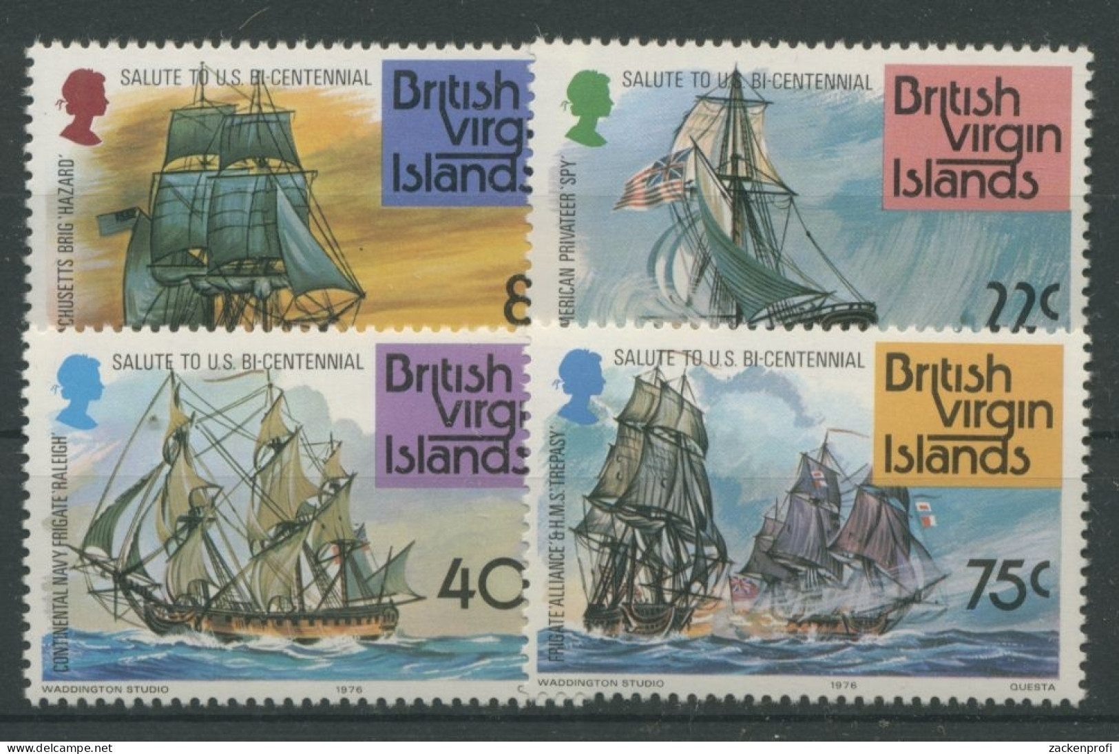 Britische Jungferninseln 1976 Unabhängikeit USA Kriegsschiffe 309/12 Postfrisch - British Virgin Islands