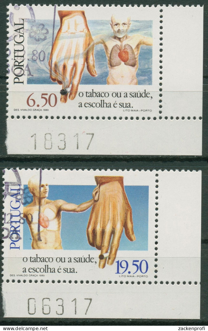Portugal 1980 Gesundheit Anti-Raucher-Kampagne 1512/13 Ecke Gestempelt - Used Stamps