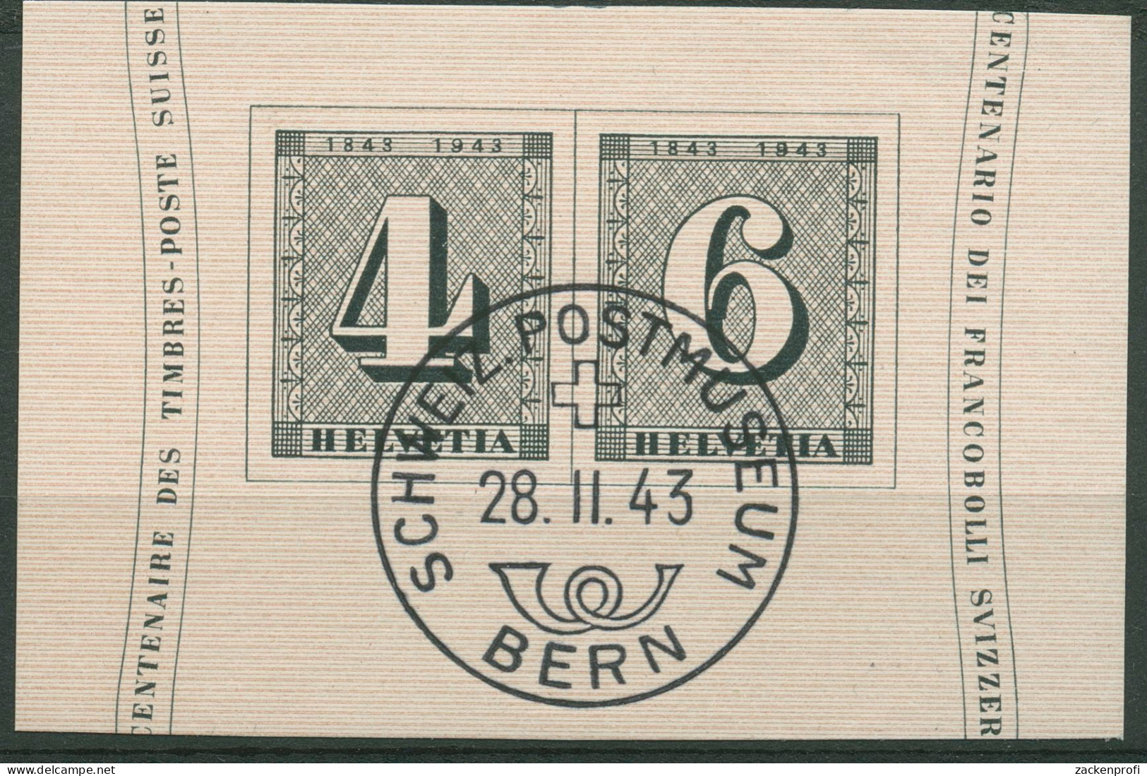 Schweiz 1943 100 J. Schweizer Briefmarken Herzstück Aus Block 417/18 Gestempelt - Oblitérés