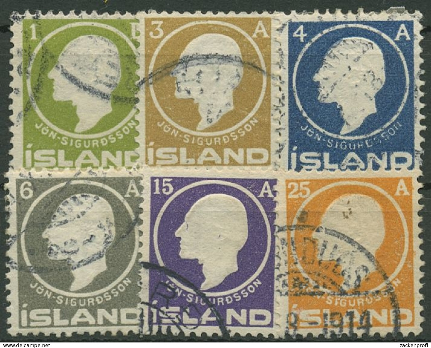 Island 1911 100. Geburtstag Von Jón Sigurdsson 63/68 Gestempelt - Used Stamps