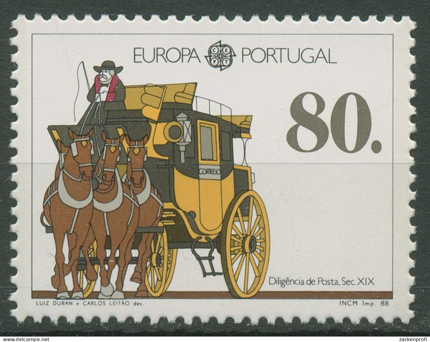 Portugal 1988 Europa CEPT Transport-/Kommunikation Postkutsche 1754 A Postfrisch - Neufs