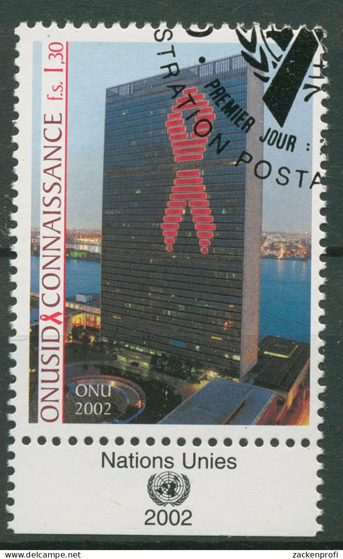 UNO Genf 2002 Aidsbekämpfung UNAIDS UNO-Hauptquartier New York 456 Gestempelt - Gebruikt