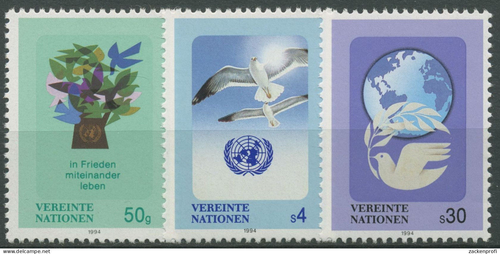 UNO Wien 1994 Tiere Vögel Möwe Friedenstaube 167/69 Postfrisch - Unused Stamps