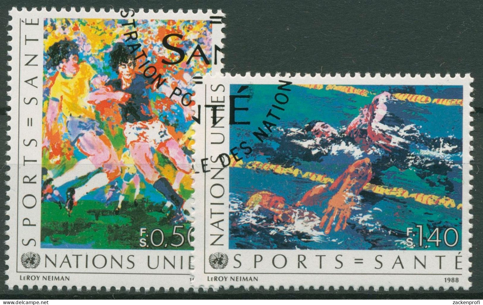 UNO Genf 1988 Gesundheit Sport Fußball Schwimmen 169/70 Gestempelt - Used Stamps