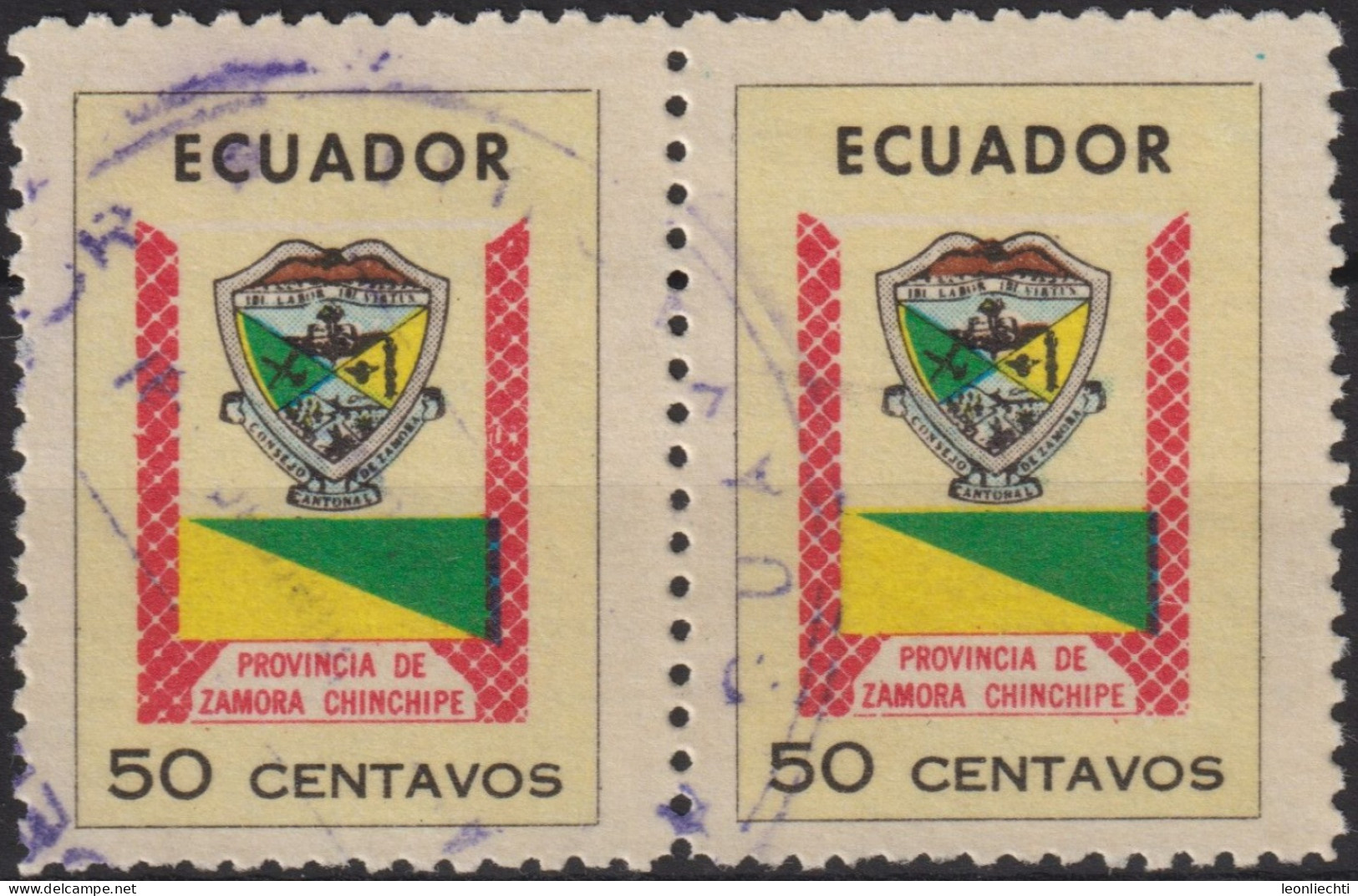 1971 Ecuador ° Mi:EC 1495, Sn:EC 832, Yt:EC 853, Sg:EC 1407, Ber:EC 1499, Zamora Chinchipe, Provincial Coats Of Arms - Equateur