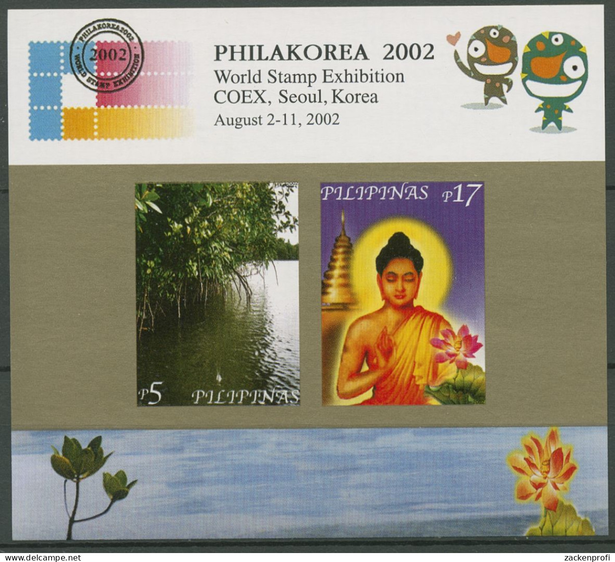 Philippinen 2002 PHILAKOREA Mangroven Buddha Block 176 Postfrisch (C99810) - Philippines