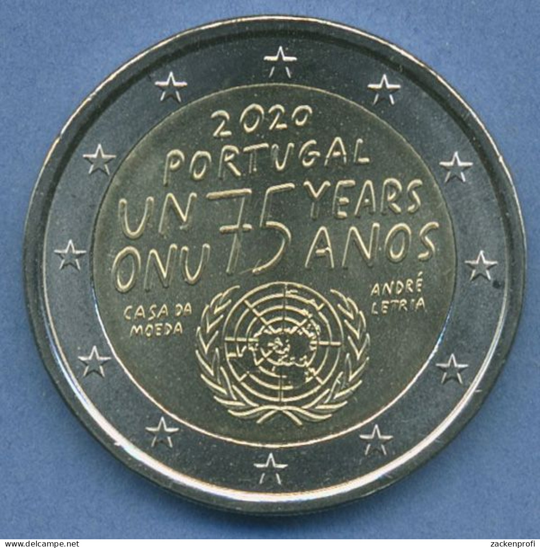 Portugal 2 Euro 2020 75 Jahre Vereinte Nationen UNO, Vz/st (m5088) - Portugal