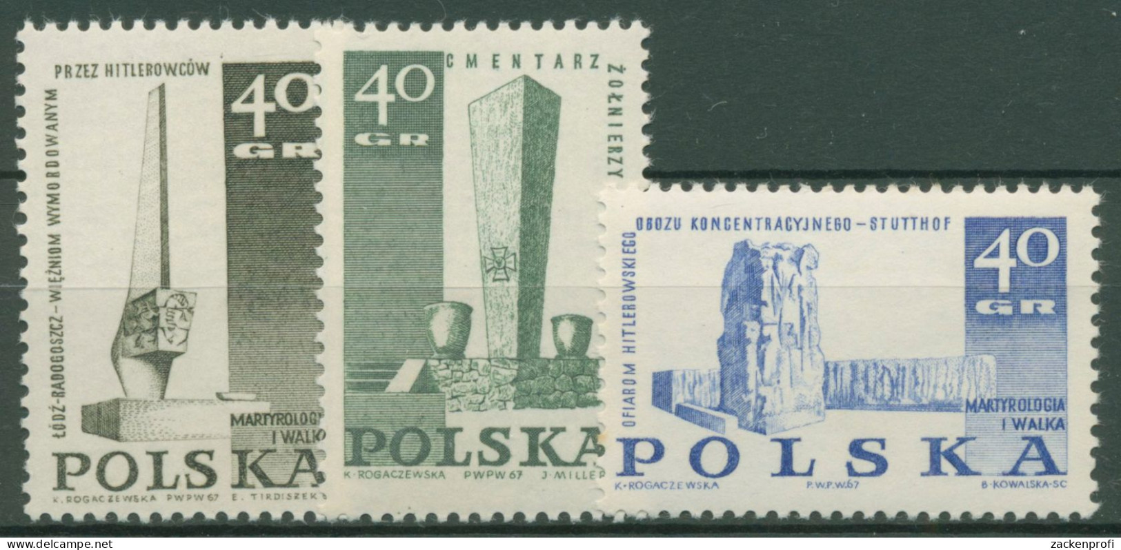 Polen 1967 Weltkriegs-Denkmäler 1790/92 Postfrisch - Unused Stamps