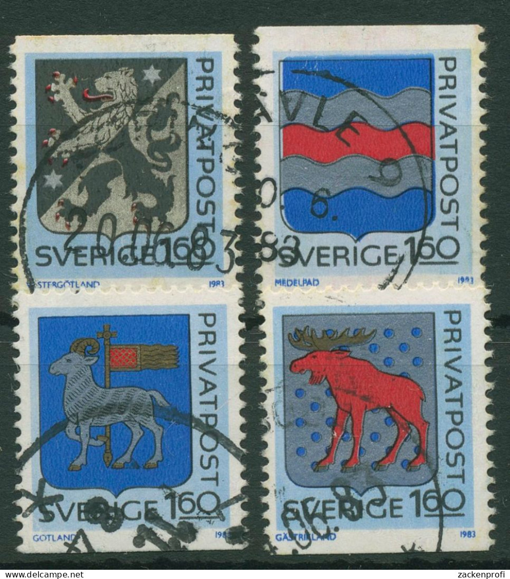 Schweden 1983 Rabatt-Freimarken Provinzwappen 1233/36 Gestempelt - Oblitérés