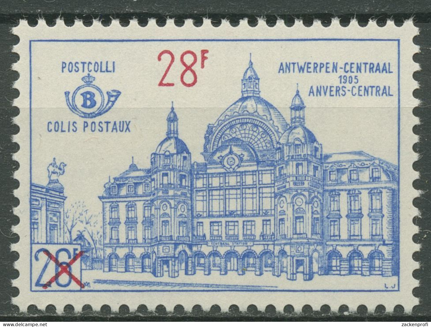 Belgien 1964 Postpaketmarke Bahnhof Antwerpen Mit Aufdruck PP 57 Postfrisch - Nuevos
