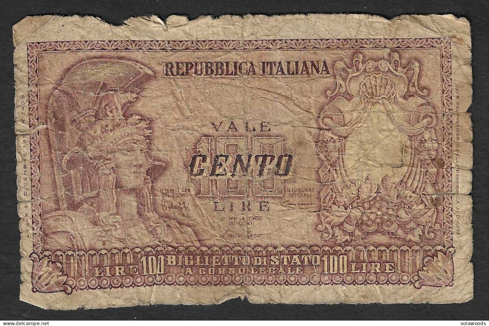 Italia - Banconota Circolata Da 100 Lire "Italia Elmata" P-92a - 1951 #17 - 100 Lire