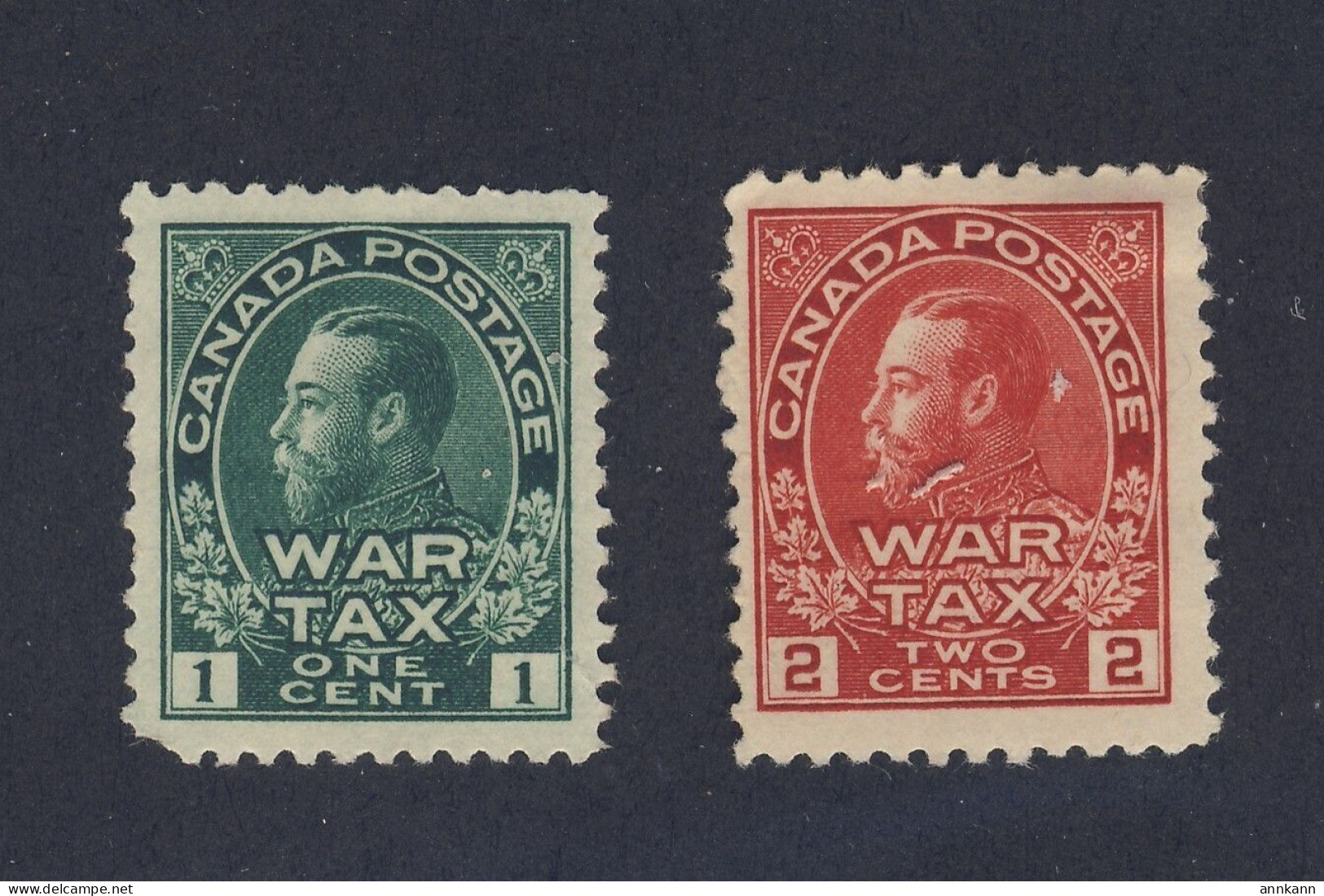 Canada KING GEORGE V - ADMIRAL Mint War Tax Stamps #MR1-1c F/VF MR2-2c Fine - Sellos De Impuesto De Guerra