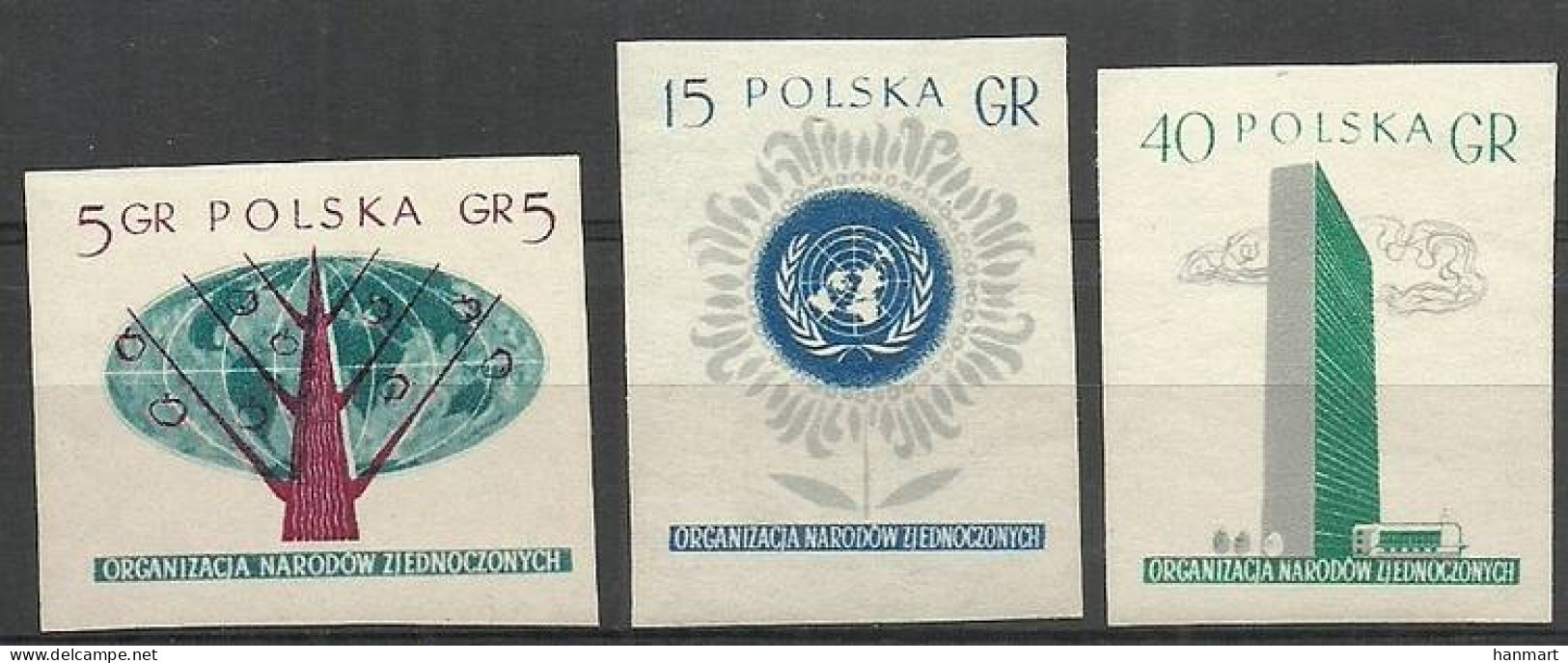 Poland 1957 Mi 998-1000B Fi 854-856A MNH  (ZE4 PLD998-1000B) - Trees