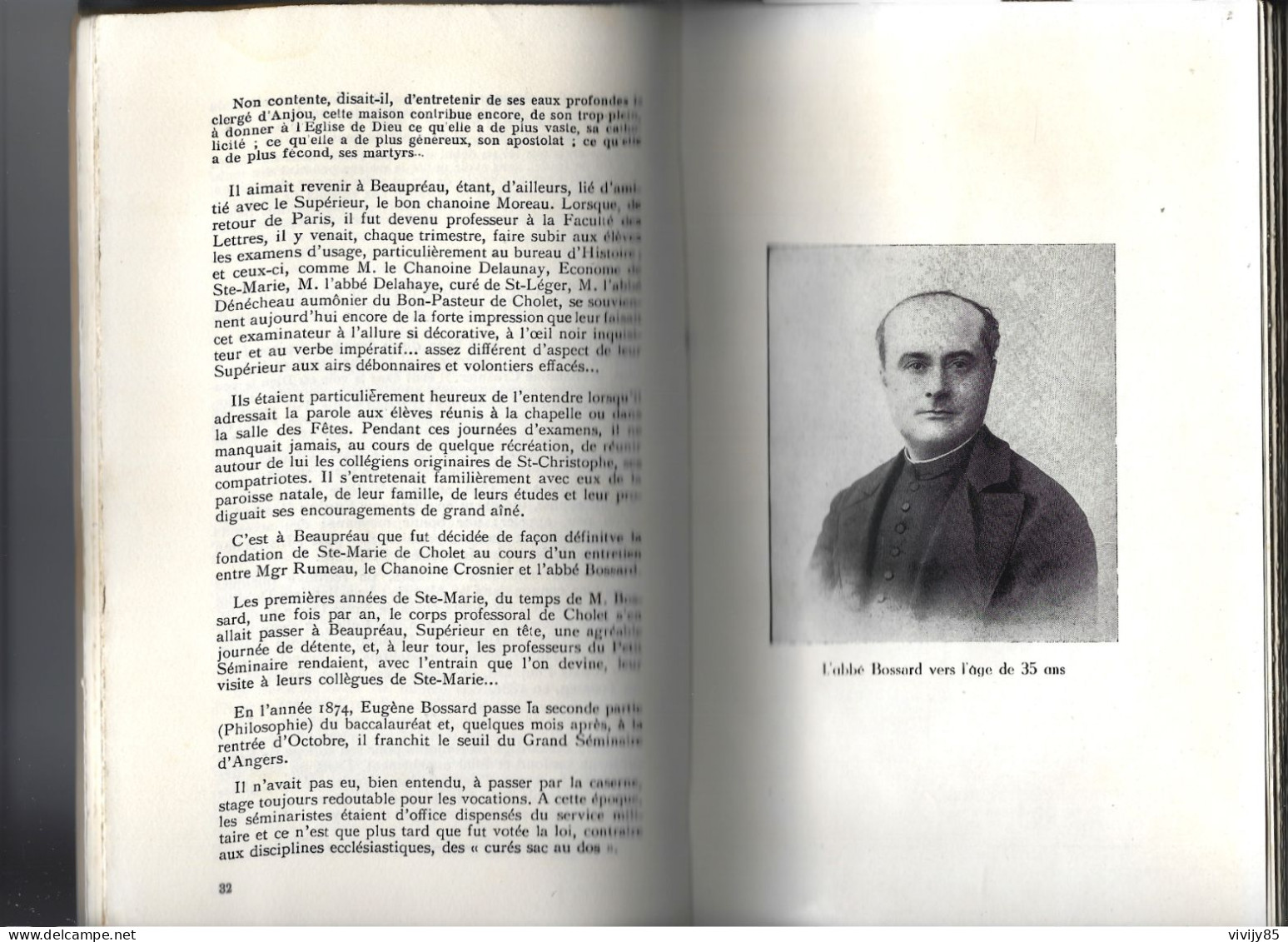 49-CHOLET-Livre Rare " Le Chanoine Eugène Bossard "- Fondateur/supérieur De L'Institution Ste Marie -1955 - Pays De Loire