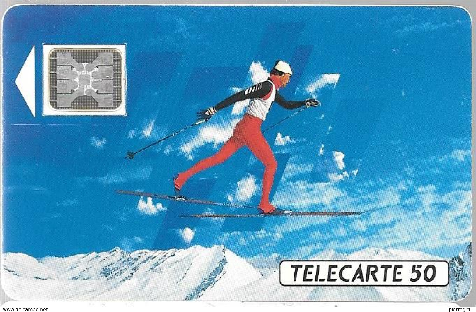 CARTE-PUBLIC-50U-F205 A-SC4-11/91-SKI DE FOND--9 N° NOIRS LASER-N°C1C034420--BE-Cote 90€ - 1991