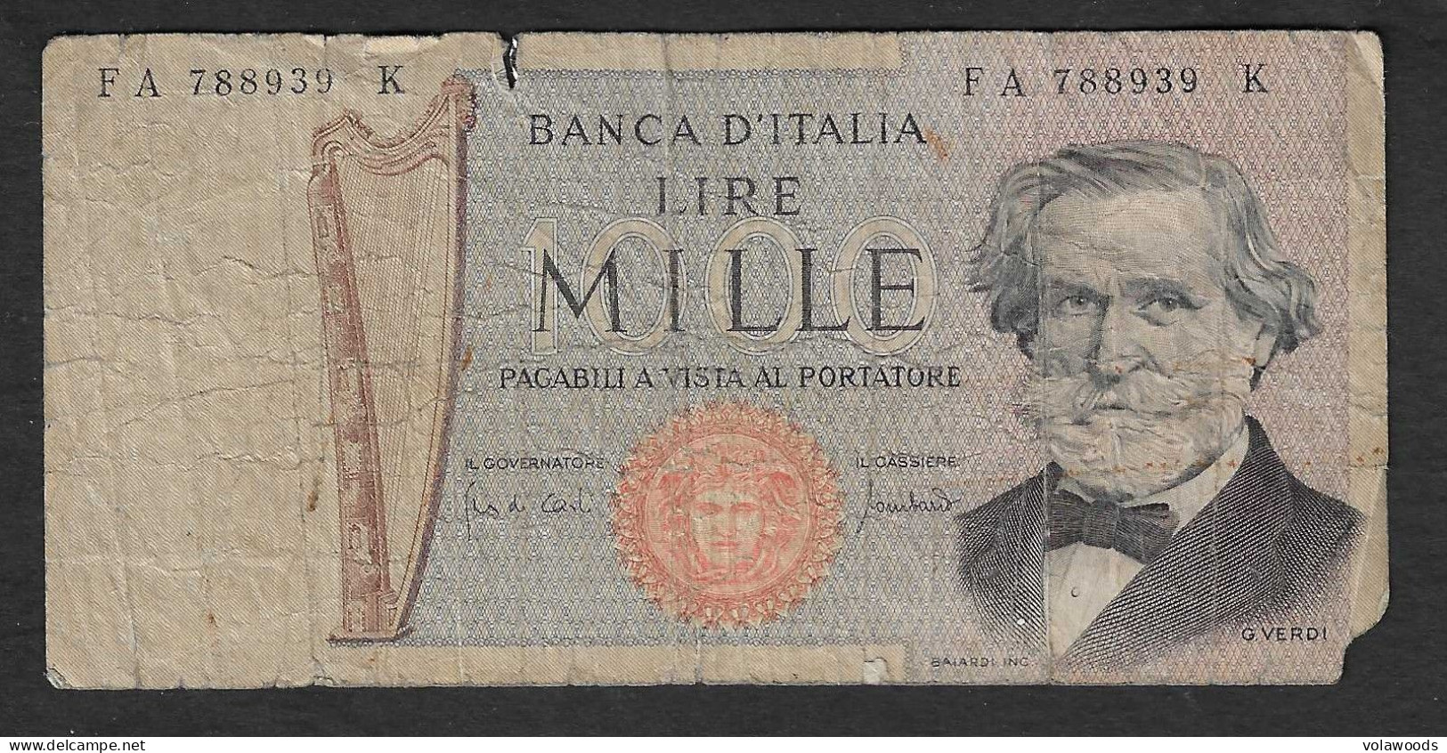 Italia - Banconota Circolata Da 1000 Lire "Verdi Secondo Tipo" P-101a - 1969 #19 - 1000 Liras