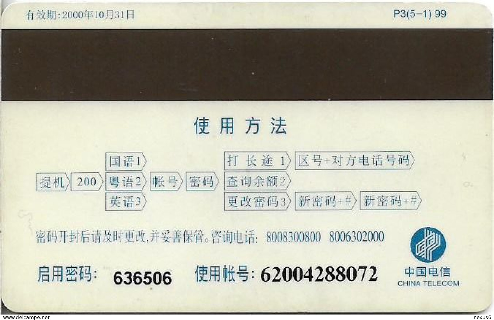 China - China Telecom (Magnetic) - P3 - Antiques 1/5, 1999, 20¥, Used - Chine