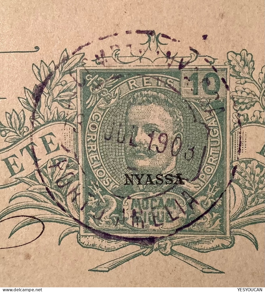 „PORTO AMELIA 1903“ NYASSA/Moçambique 10r Postal Stationery Card, RARE !  (cover Portugal Portuguese Colonies) - Nyasaland