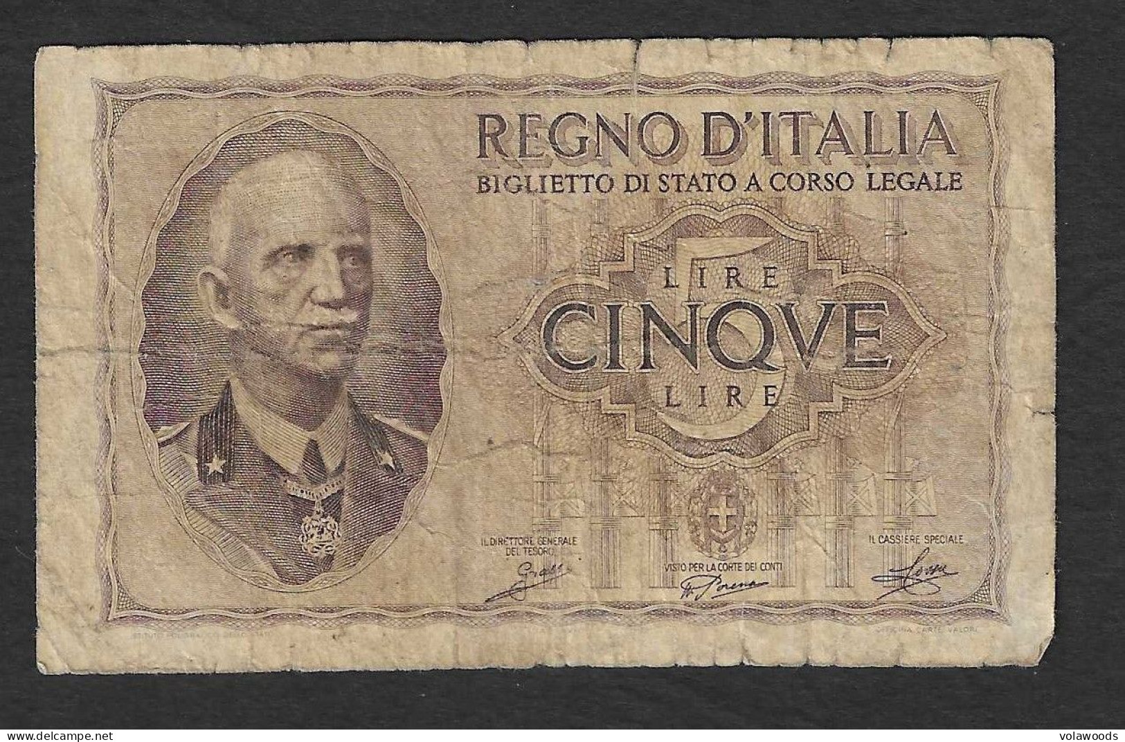 Italia - Banconota Circolata Da 5 Lire "Impero" P-28a.1- 1940 #17 - Regno D'Italia – 5 Lire