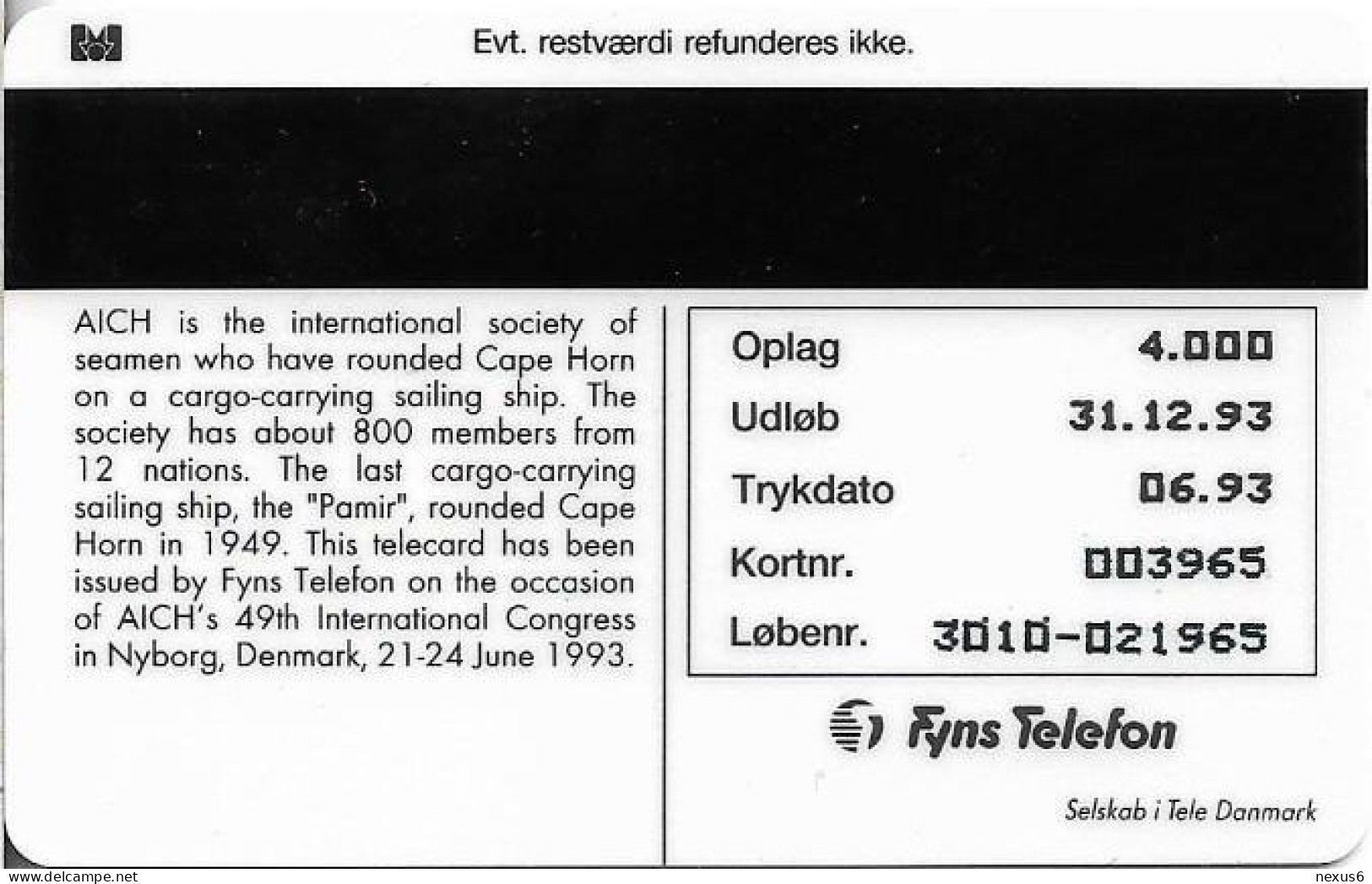 Denmark - Fyns - Aich St. Malo - TDFS007 - 06.1993, 4.000ex, 20kr, Used - Danemark