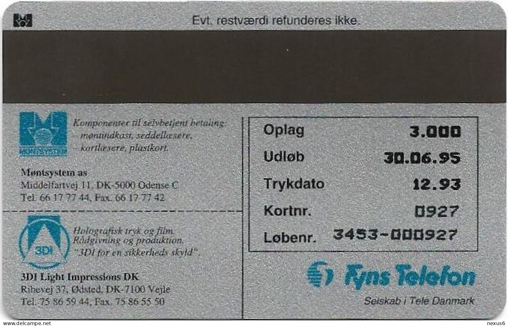 Denmark - Fyns - Moentsystem A-s, Coins Hologram Issue #4 - TDFP021.3 - 12.1993, 3.000ex, 10kr, Used - Dänemark