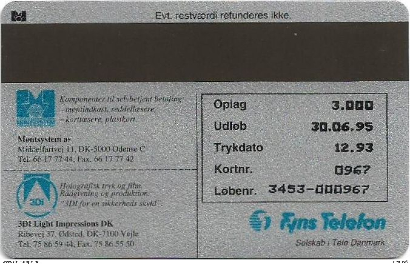 Denmark - Fyns - Moentsystem A-s, Coins Hologram Issue #7 - TDFP021.6 - 12.1993, 3.000ex, 10kr, Used - Danimarca