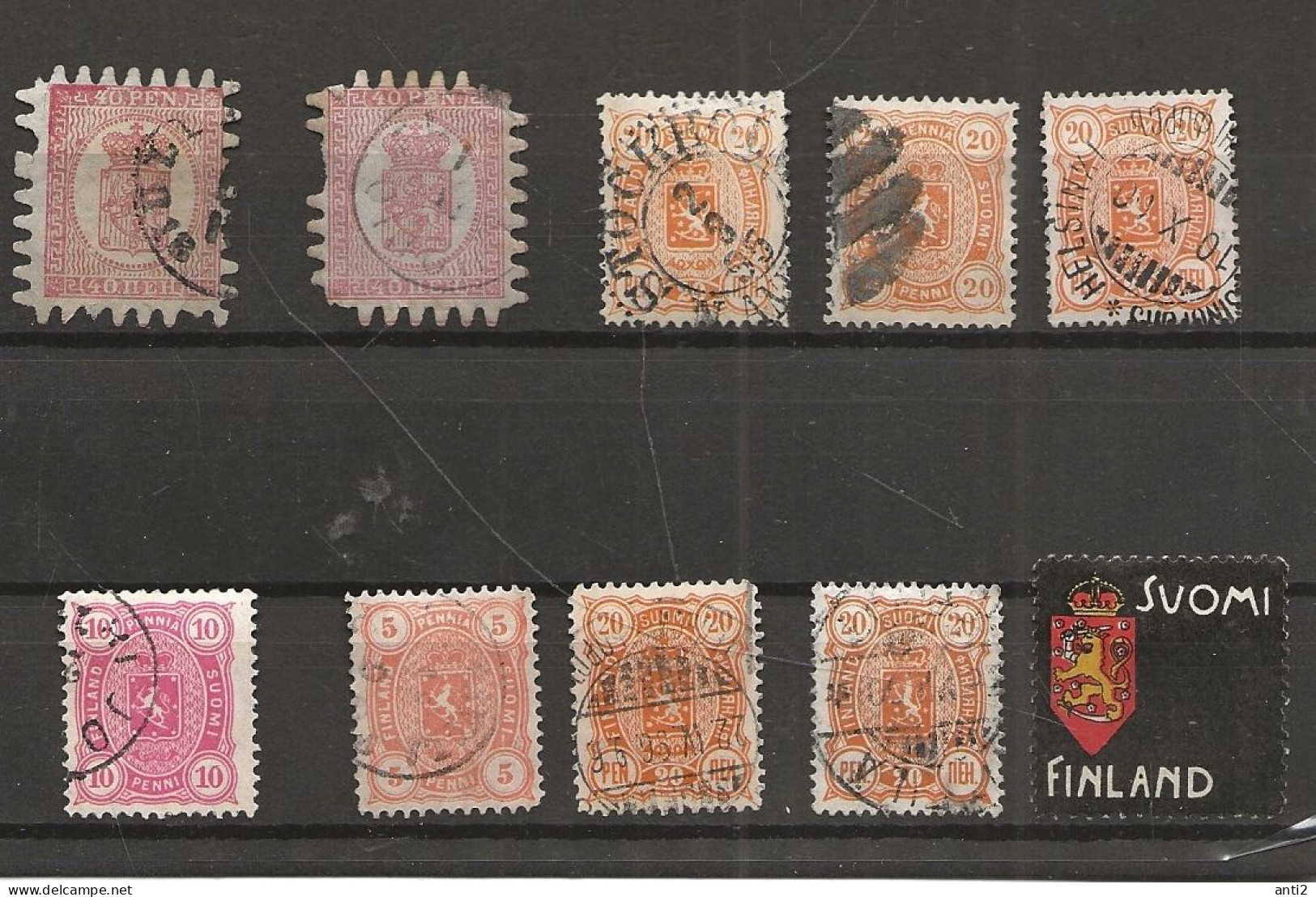 Finland    Small Lot    9 Stamps    40 40 20 20 20 10 5 20 20 20     Cancelled - Used Stamps